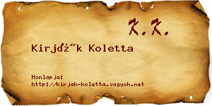 Kirják Koletta névjegykártya